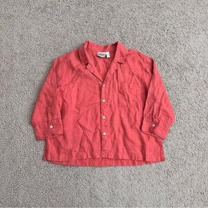 Chico's Design Linen Button Front Shirt Boxy Fit Womens 2 (L/12)